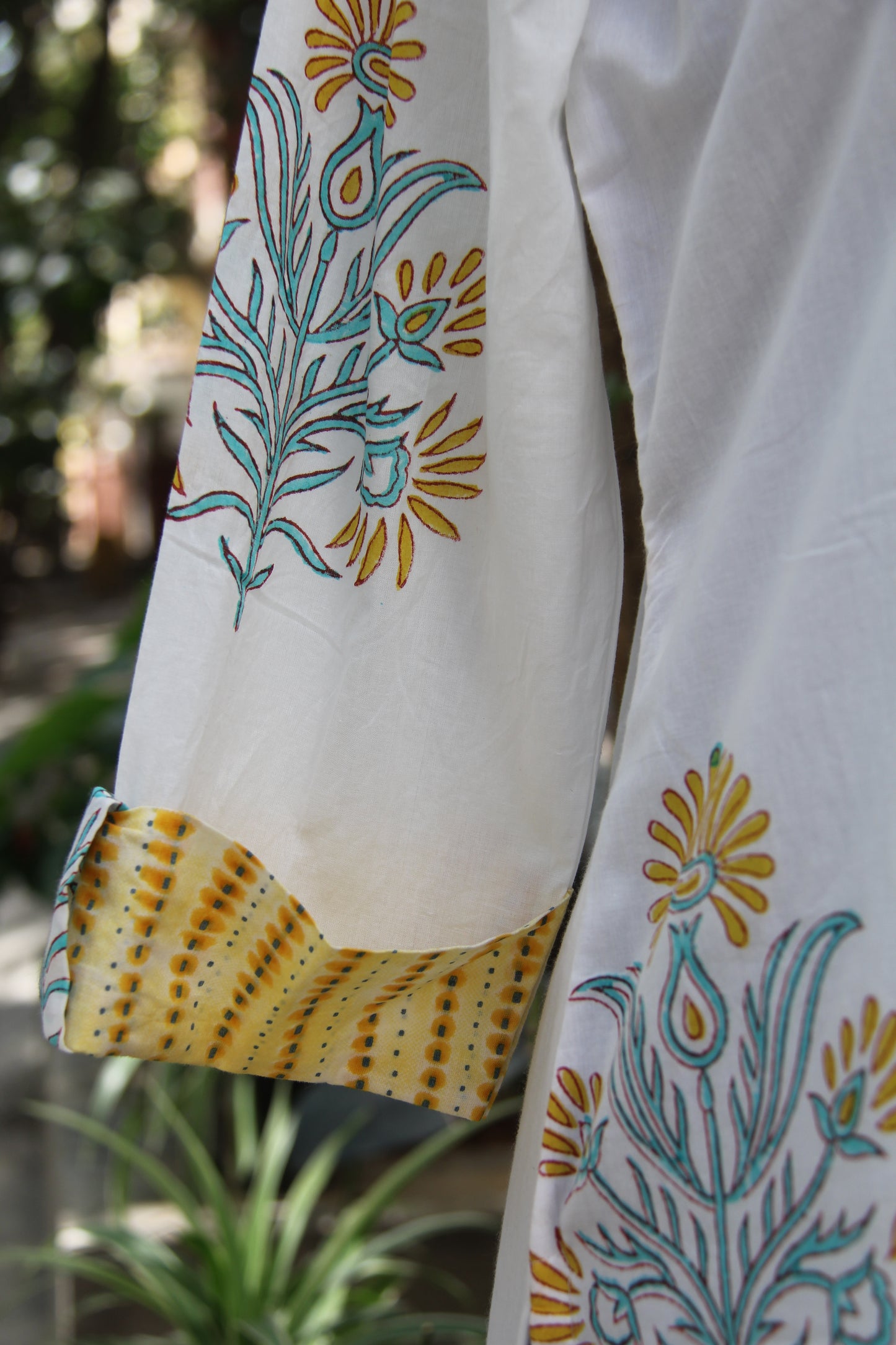 Pure malmal cotton handblock printed A-line kurta