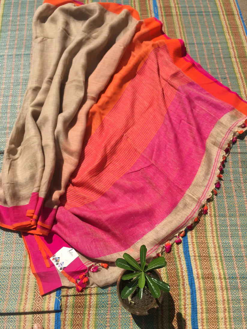 Linen Saree - Buy online at Earth Konnection