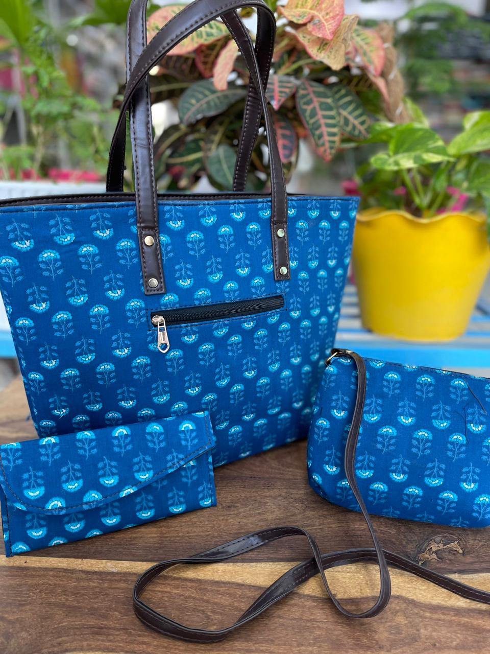 Hand Block printed tote bag set